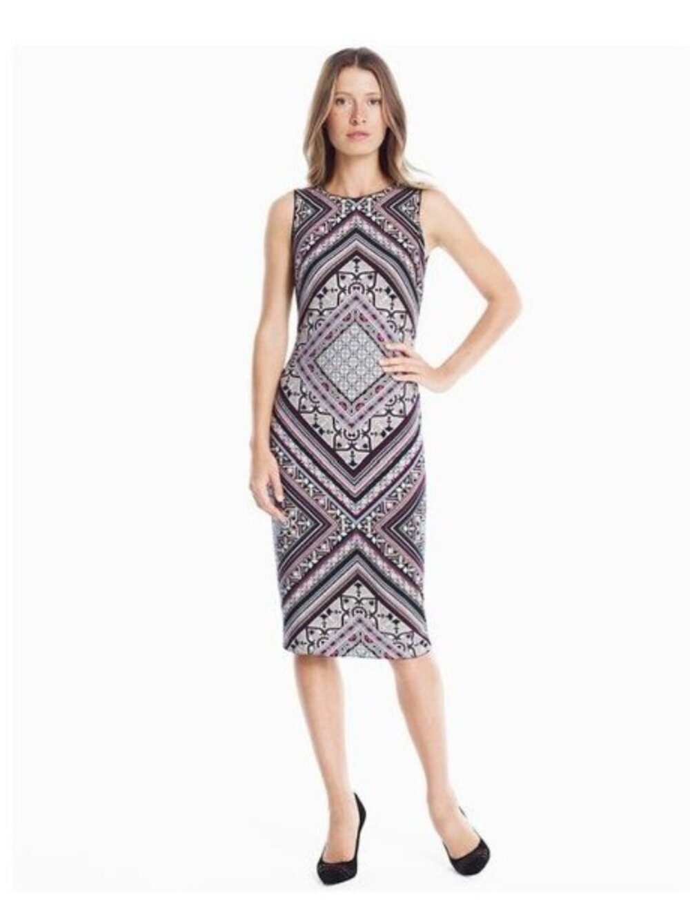 White House Black Market Reversible Sleeveless Knit Sheath Dress - S